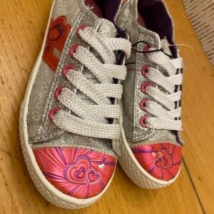Sparkly Silver/ Pink Kids Sneakers size 12-    Little girl